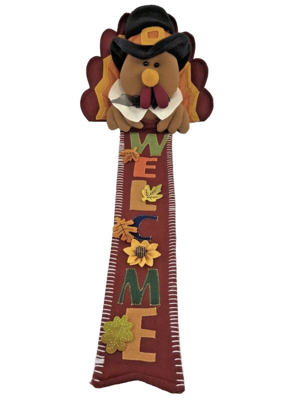Thanksgiving Turkey Felt Plush Hanging Welcome Sign Decor 25" Prima Creations